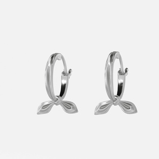 十口二冂原创设计通体925银单结耳环小众高级感设计师蝴蝶结耳钉