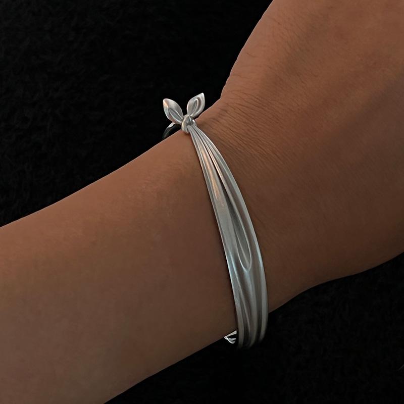 十口二冂原创设计复古银色单结手镯蝴蝶结S925银小众简约