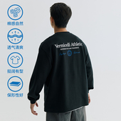VMCL撞色徽章运动标语宽松街头纯棉长袖 TEE恤男潮24AW vermicelli