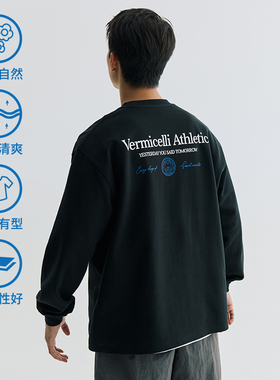 VMCL撞色徽章运动标语宽松街头纯棉长袖TEE恤男潮24AW vermicelli