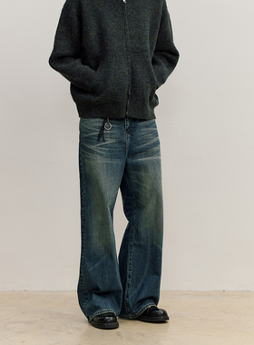 VMCL手缝线洗水A字直筒微阔cleanfit牛仔裤长款男25AW vermicelli