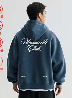 VMCL定番印花发热轻盈保暖抓绒连帽卫衣男女情侣24AW vermicelli