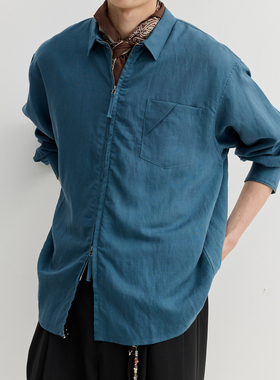 VMCL天丝亚麻舒适亲肤透气休闲拉链长袖衬衫男女26SS vermicelli