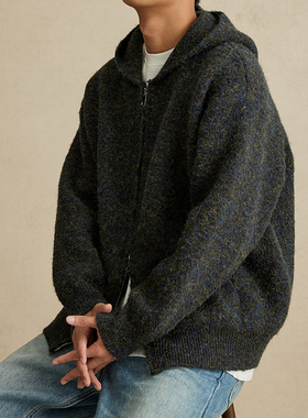 VMCL重磅幻彩仿马海毛慵懒风双拉链连帽毛衣针织衫男女vermicelli