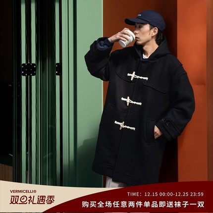 VMCL 质感羊角扣毛呢大衣 中长款休闲通勤外套男女冬季VERMICELLI