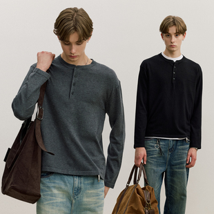 VMCL桑蚕丝羊毛亨利领毛衣慵懒感舒适亲肤薄针织衫 男女vermicelli