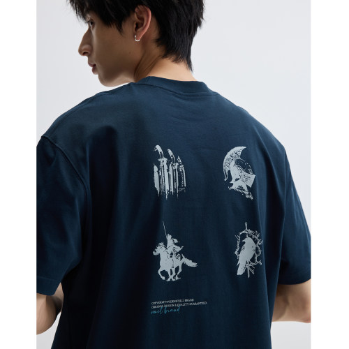 VMCL复古中世纪元素印花宽松休闲短袖T恤男女情侣26SS vermicelli
