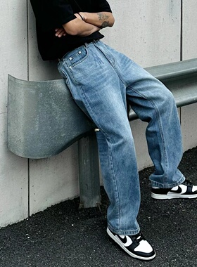 VMCL clean fit钥匙扣印花13盎司洗水直筒牛仔长裤男春夏vermicel