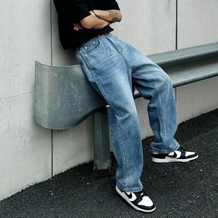 男春夏vermicel fit钥匙扣印花13盎司洗水直筒牛仔长裤 VMCL clean