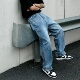 fit钥匙扣印花13盎司洗水直筒牛仔长裤 VMCL clean 男春夏vermicel