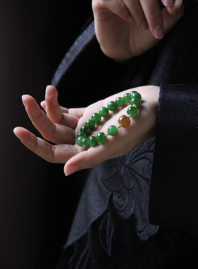 【青翠欲滴】合集 天然和田玉俄碧18k设计手串项链