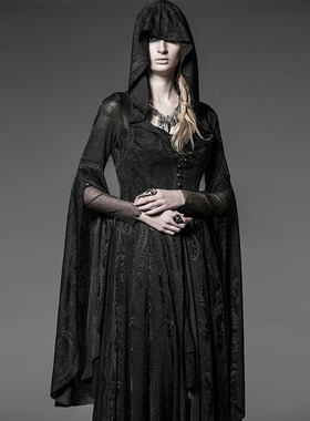 万圣节新款连帽女士针织连衣裙修身显瘦 cosplay宫廷哥特暗黑