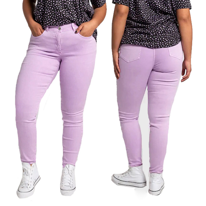 外贸美单 春装新款浅紫弹力彩裤休闲胖mm加肥加大码女装长裤200斤