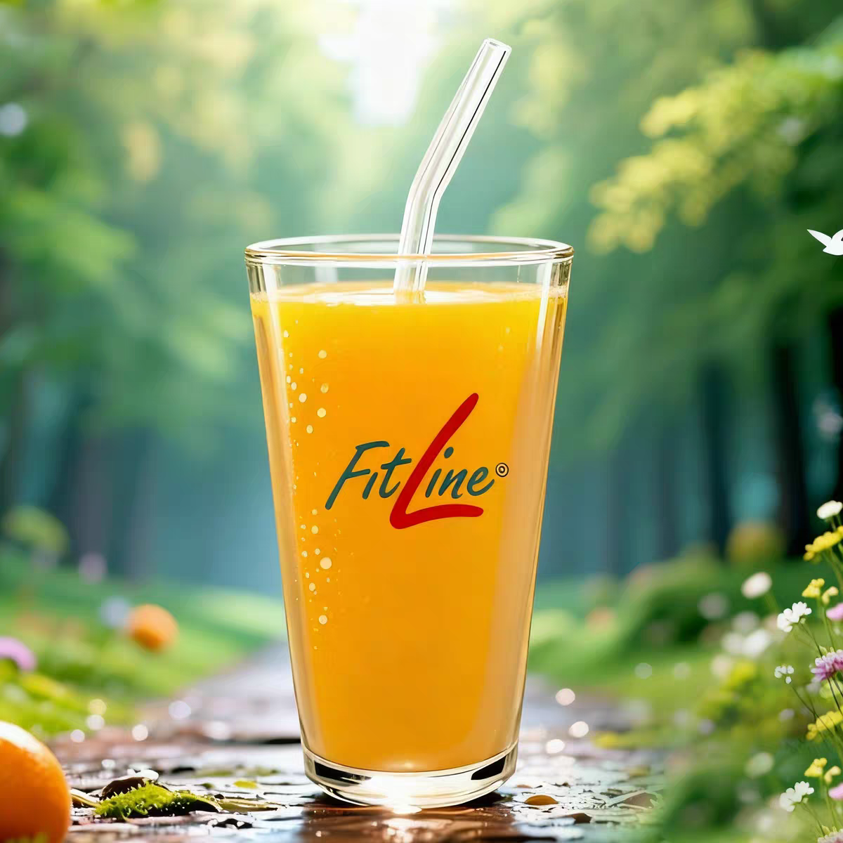 德国PM营养素FitLine定制款玻璃杯带吸管带盖子400ml实用周边包邮