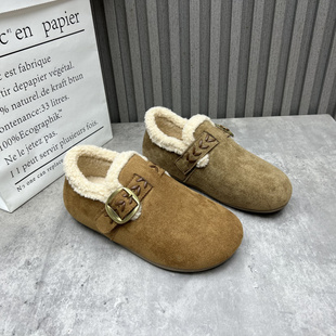 圆头套脚复古深口厚绒保暖舒适勃肯鞋 2025秋冬款 处理女鞋 工厂断码