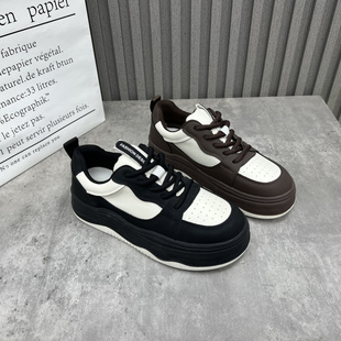 新款 2025春季 韩版 平底鞋 厂家断码 圆头系带学院40板鞋 处理真皮女鞋