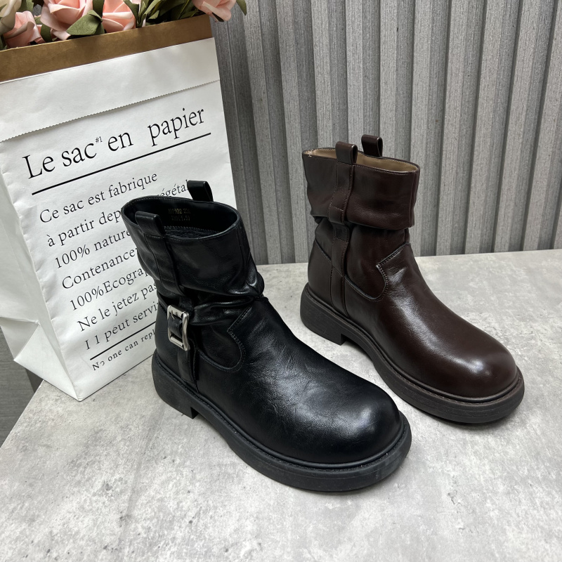 厂家断码处理女靴2025秋冬季新款中跟套筒英伦户外时尚加绒马丁靴