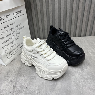 松糕厚底小个子增高加绒老爹鞋 断码 新款 2025秋冬季 处理真皮女鞋