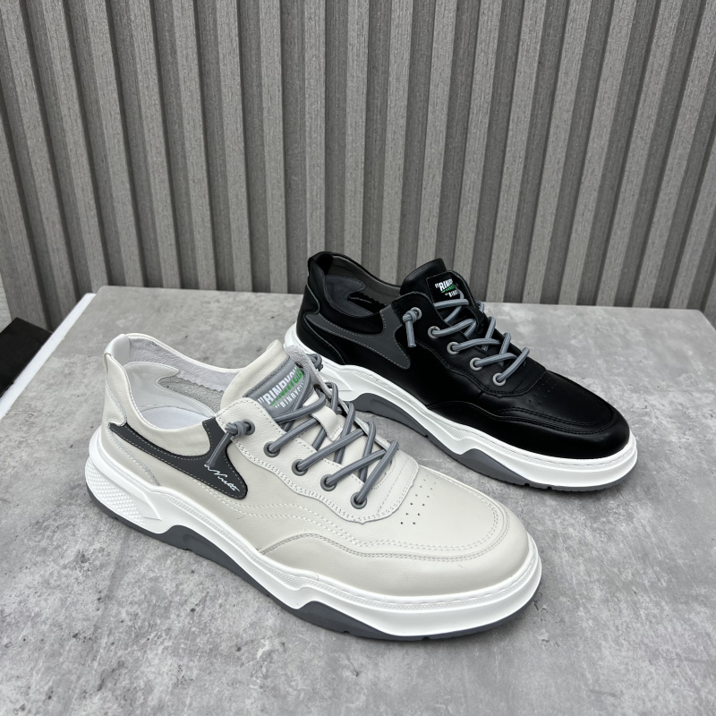 松紧带平底圆头牛皮轻便男士单鞋