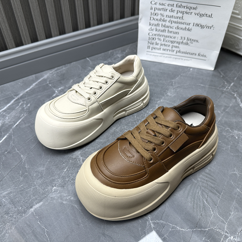 清仓断码处理真皮女鞋2025秋季新款厚底韩版大头丑萌学院风女板鞋