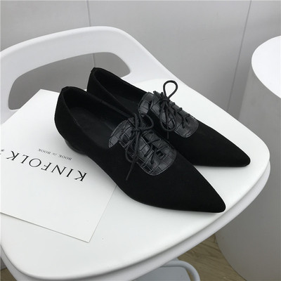 断码处理深口牛反绒舒适女单鞋