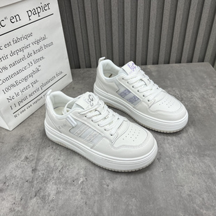 新款 2025春季 韩版 学院深口低帮小白鞋 清仓断码 休闲单鞋 处理女鞋