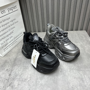 烫钻松糕厚底小个子增高加绒舒适老爹鞋 断码 新款 2025秋季 处理女鞋