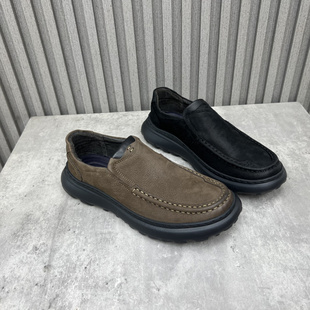 处理真皮男鞋 百搭软底圆头套脚休闲皮鞋 2024秋季 时尚 新款 厂家断码