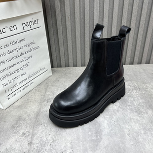 厚底小个子增高套筒切尔西靴短靴 新款 断码 处理真皮女靴2025秋冬季