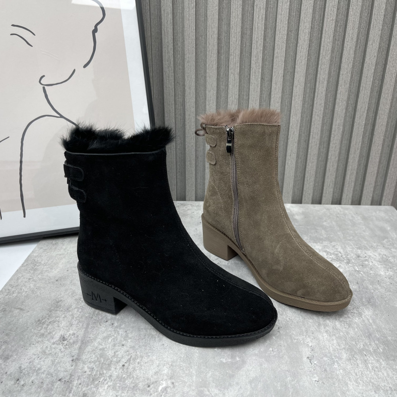 中跟棉靴冬季加绒加厚