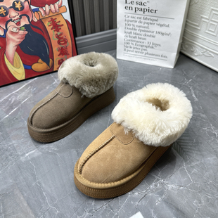 毛毛口保暖户外厚绒防寒雪地靴棉鞋 新款 处理真皮女靴2024冬季 断码