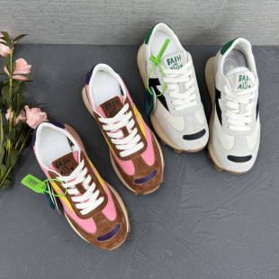 运动鞋 撤柜处理真皮拼色复古女鞋 女厚底舒适韩版 老爹鞋 潮 2025新款