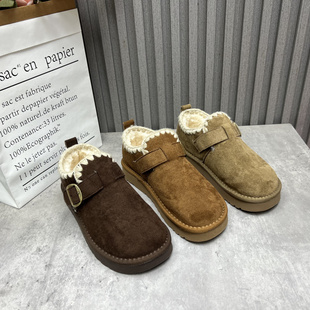 处理女鞋 棉鞋 2025秋冬款 加绒保暖时尚 圆头套脚平底复古勃肯鞋 断码