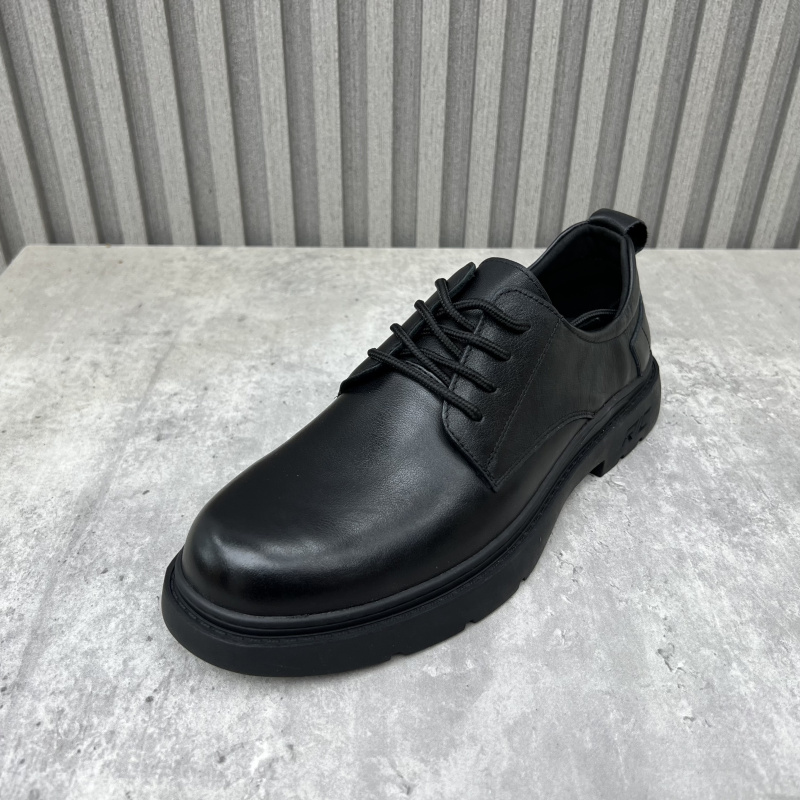 平底圆头牛皮深口高档百搭男皮鞋