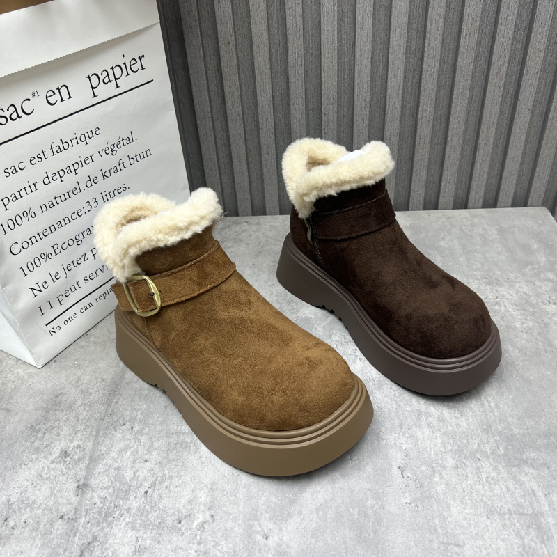 断码处理女靴2025冬季新款侧拉链厚底增高雪地厚绒保暖勃肯女棉靴