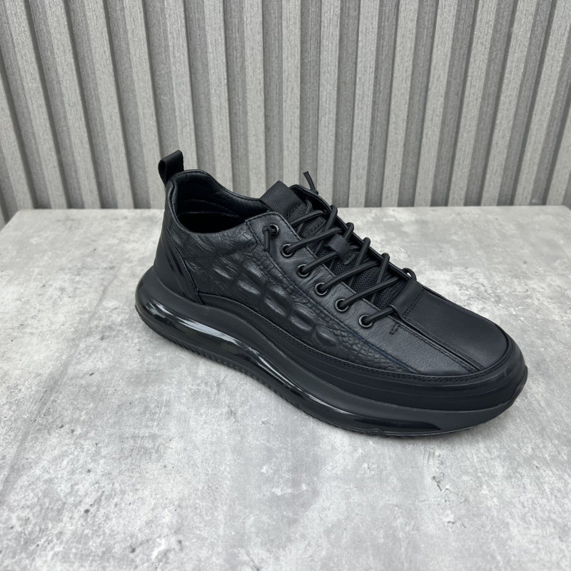 纯色深口圆头厚底套脚男士皮鞋