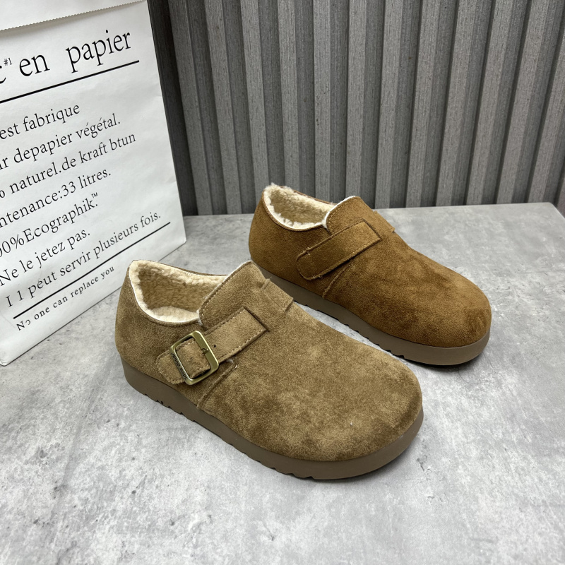 清仓断码处理女鞋2025秋冬款复古外穿平底深口加绒保暖勃肯鞋棉鞋