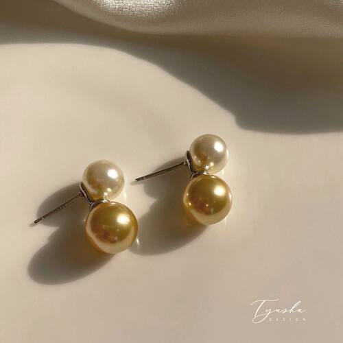 精致百搭纯银施家金珍珠耳钉