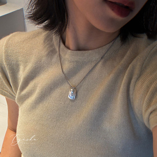 TYUSHA巴洛克珍珠银项链男女同款