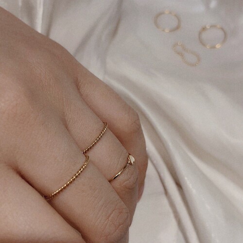 TYUSHA极简可水洗螺纹风尾戒指