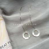 TYUSHA设计 n种戴法S925纯银天然白蝶贝壳圆环耳线耳环耳链防过敏