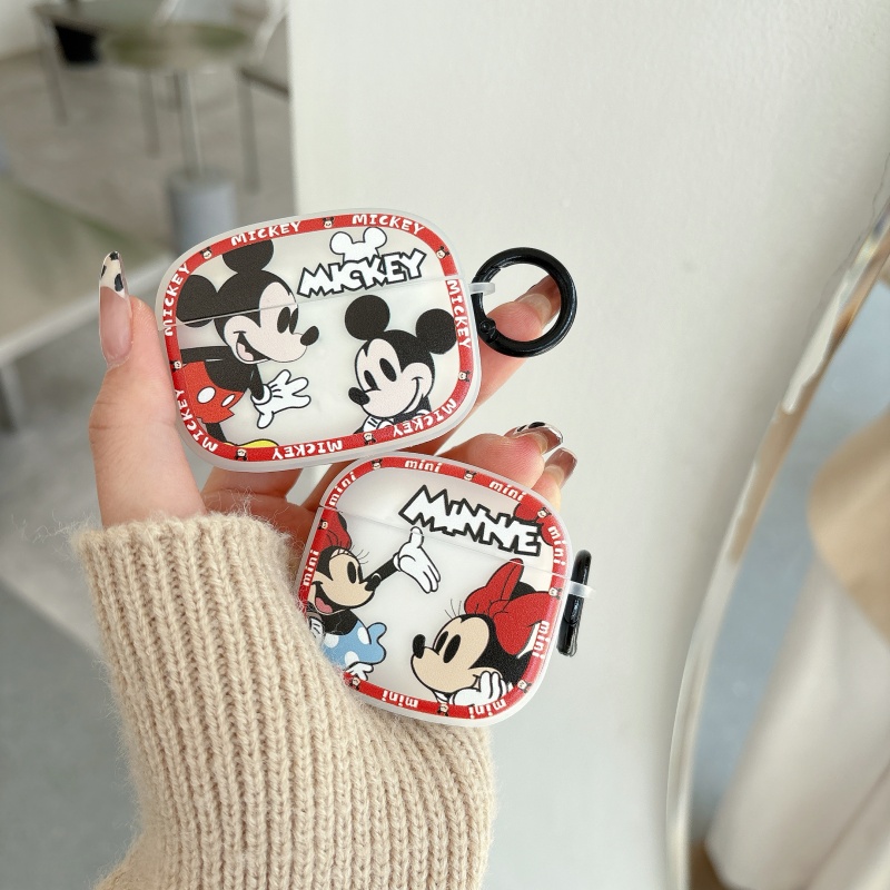 米妮适用airpods4保护套苹果蓝牙耳机壳pro女款新3代磨砂壳Aipods2米奇airpodspro2硅胶壳4代airpods3代卡通
