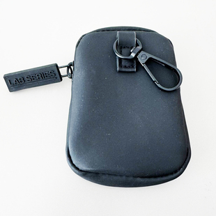 朗仕男士 迷你便携收纳小挂包 耳机钥匙零钱包 黑色带挂扣