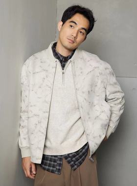 楷度2025新款男装灰色夹克外套宽松长袖春秋款潮流时尚休闲上衣