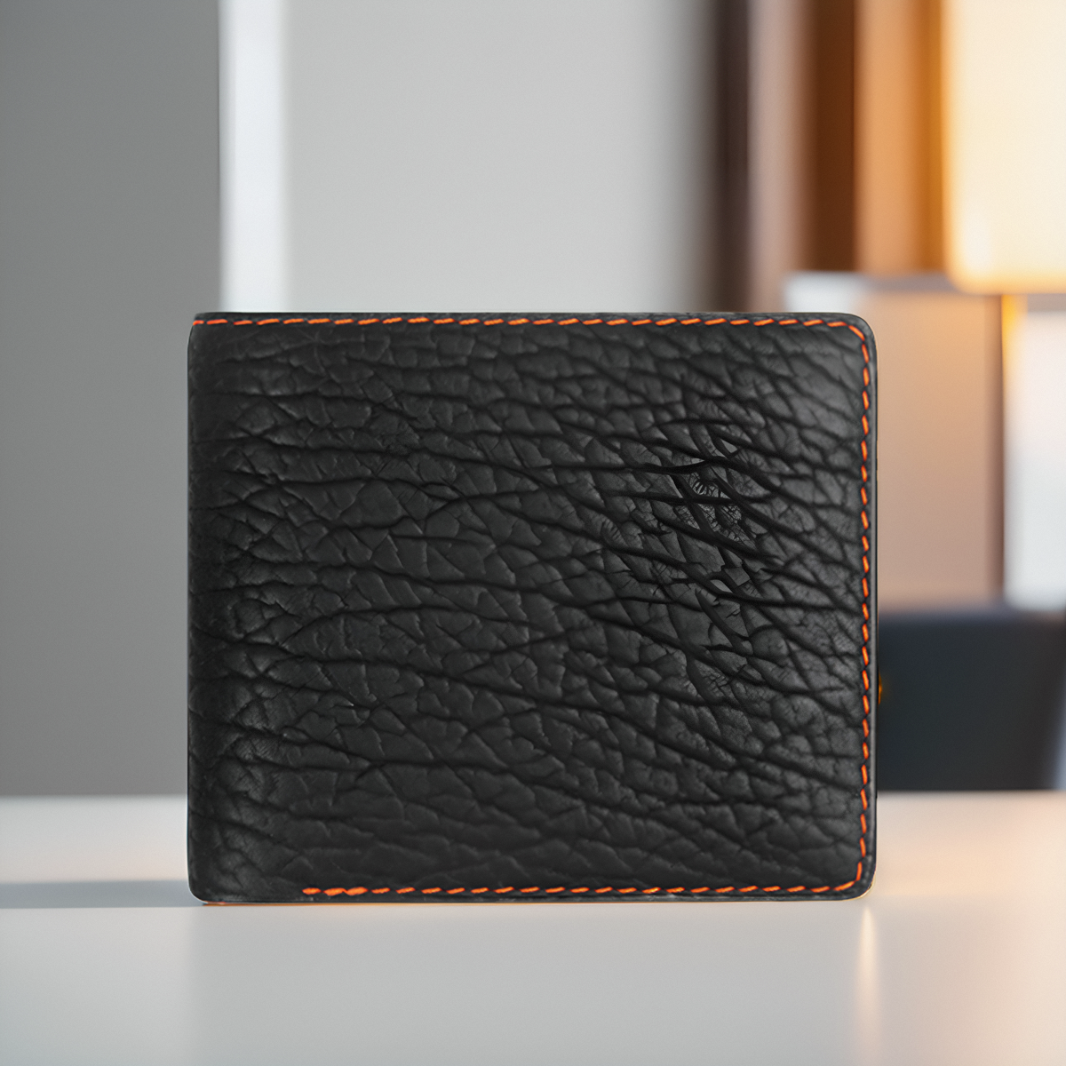 聚变纯手工皮具黑色海豹皮高端真皮多卡位经典短钱包钱夹皮夹定制