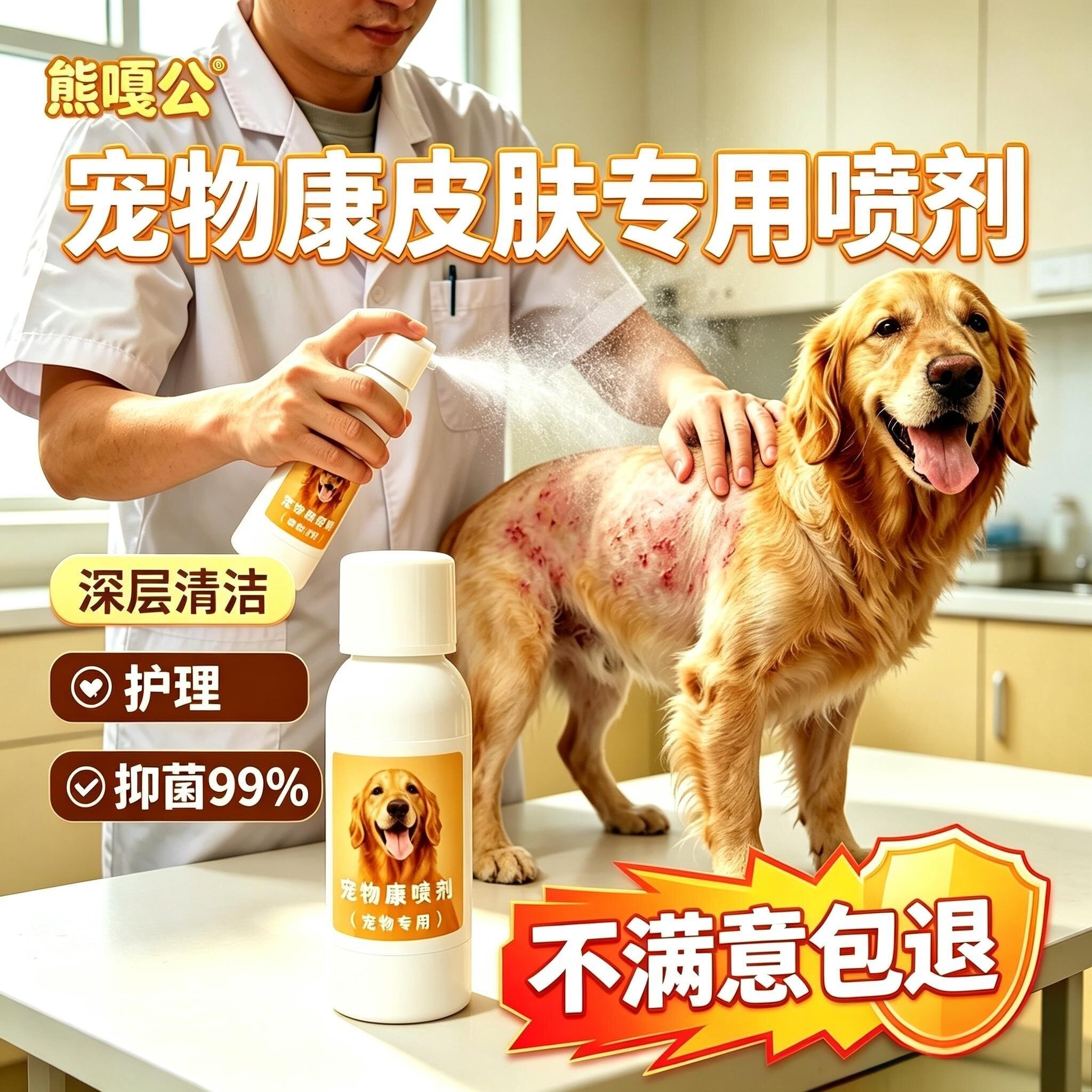 宠物康皮肤喷剂外用猫狗狗真菌藓细菌螨虫皮肤病非药专用护理喷雾