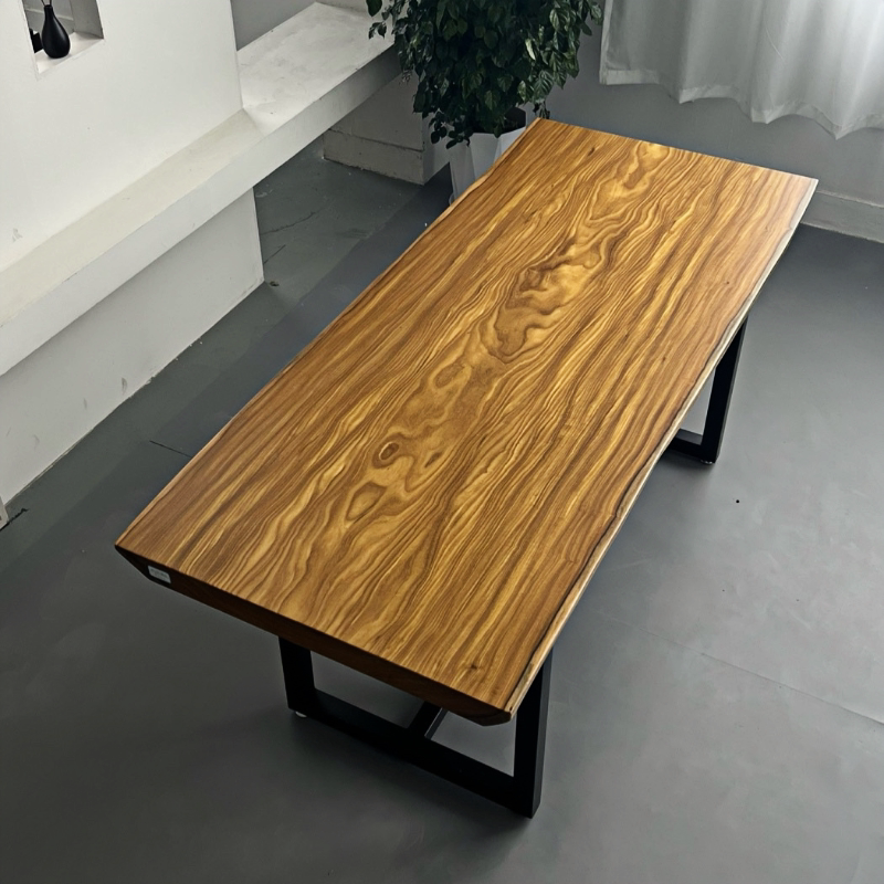 鼓歌非洲柚木大板实木茶桌原木茶台办公会议餐桌红木家具整板茶几