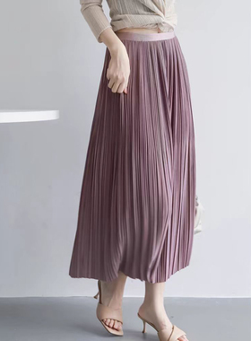 特！垂感抗皱~门店229！温柔高腰遮垮显瘦细百褶女半身裙L41562
