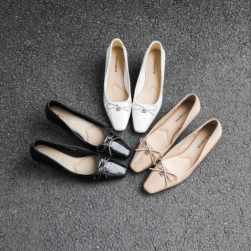 卡卡妮亚轻熟风方头浅口单鞋女蝴蝶结猫跟优雅通勤鞋极简风一脚蹬,女鞋,浅口单鞋,淘宝优惠券,粉丝福利购,淘宝优惠卷