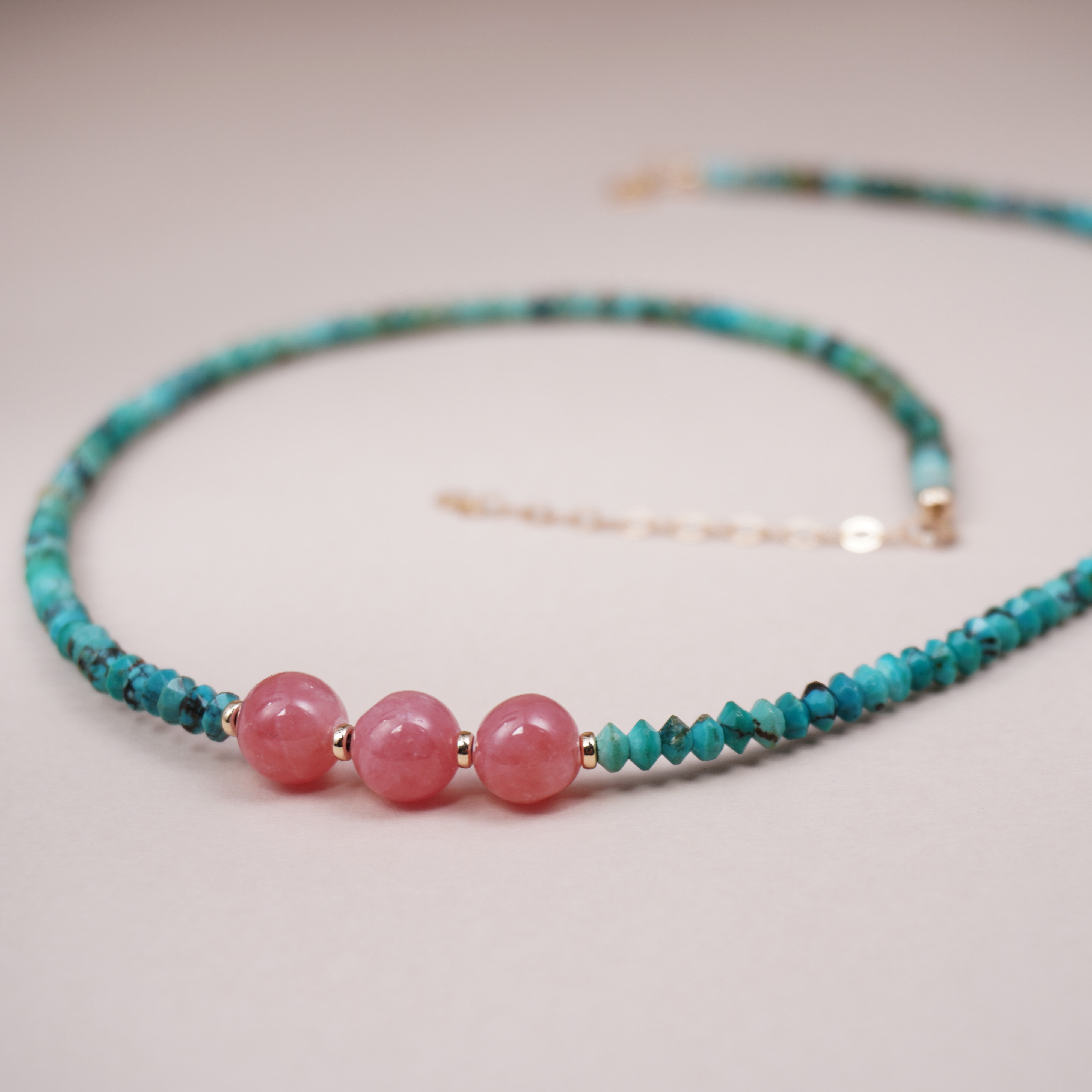 冰种红纹石锁骨链新中式串珠项链